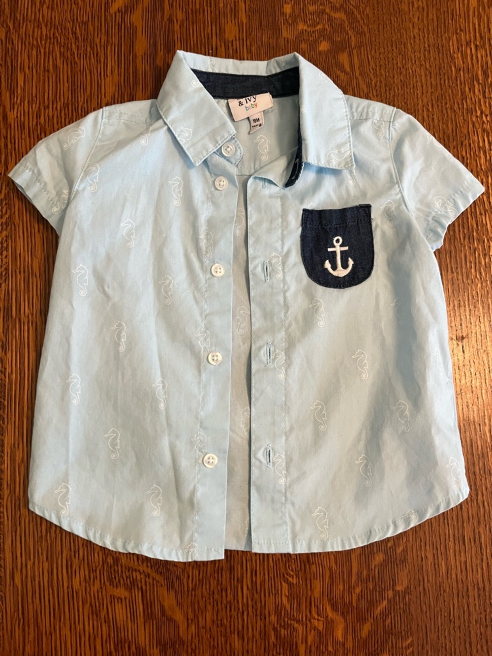 Crown & Ivy Light Blue Nautical Button-Up Shirt for 18 Month